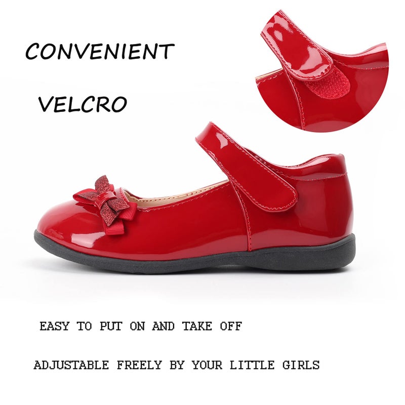 ALPHELIGANCE Girls Mary Jane Strap School Uniform Dress Flat Ballet Shoes Red - Image 5